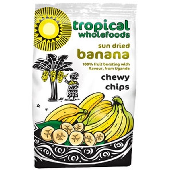Tropical Wholefoods Chewy Banana chips 150g Español