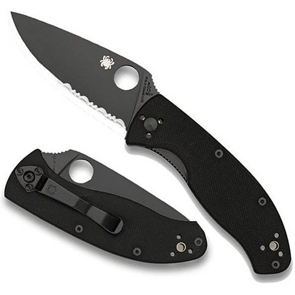 Spyderco Tenacious, Black G-10 Handle, Black Blade, ComboEdge