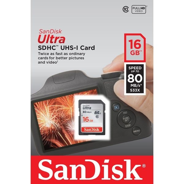 Sandisk SDHC Ultra 16 GB 80MB/s UHS-I Class10