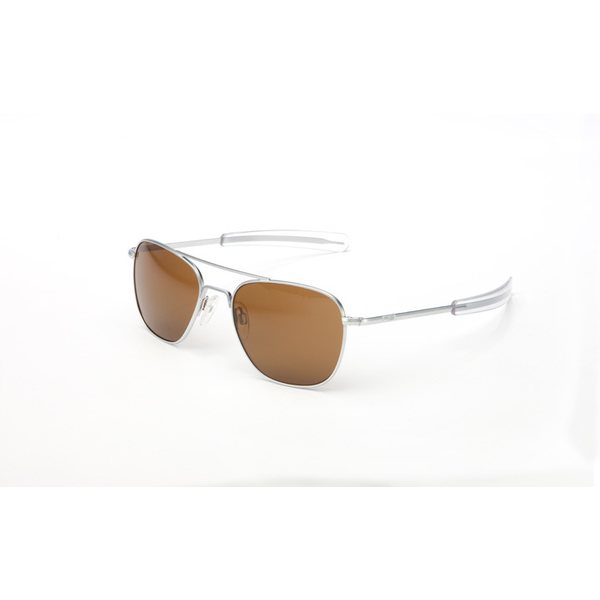 Randolph Aviator 55mm Matte Chrome Tan Polarized Glass Bayonet (AF54632)