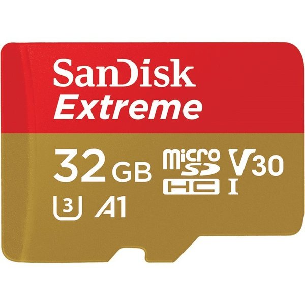 Sandisk MicroSDHC Extreme 32GB+Adap works with GoPro Mess. 100MB/s A1 C10 V30 UHS-I U3