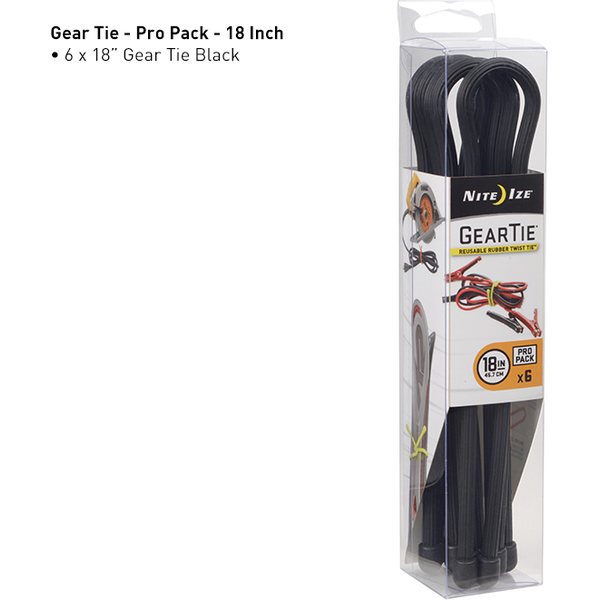 Nite Ize Gear Tie ProPack 18" 6-pack, black