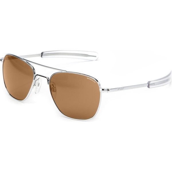 Randolph Aviator 58 Bright Chrome Bayonet Glass Tan Polarized AR