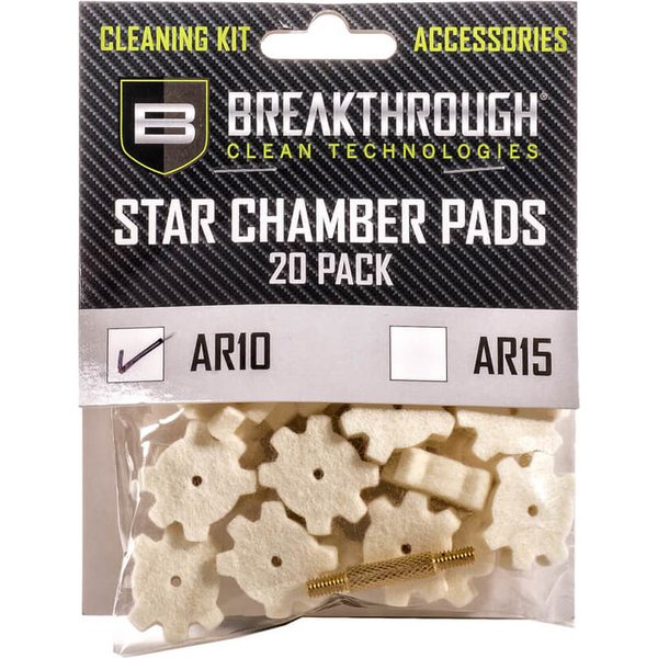 Breakthrough AR-10 Star Chamber Pad - 20 Pack with 8-32 thread (male / male) adapter