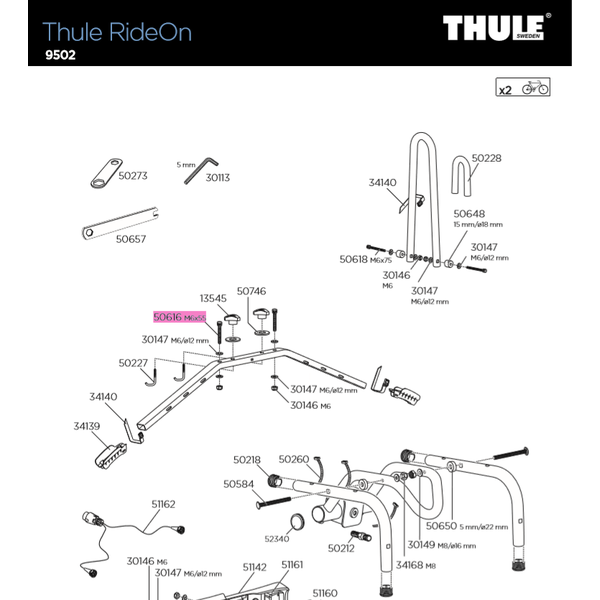 Thule Ruuvi MC6S M6X55 (TH50616)