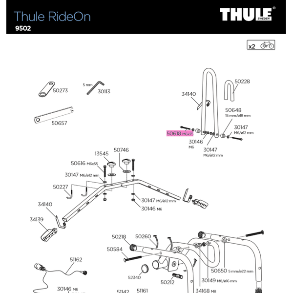 Thule Ruuvi MC6S M6X75 TT (TH 50618)