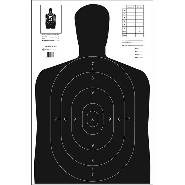 Law Enforcement Targets B-27E Economy Target (Black) - All weather resistant target on heavy paper