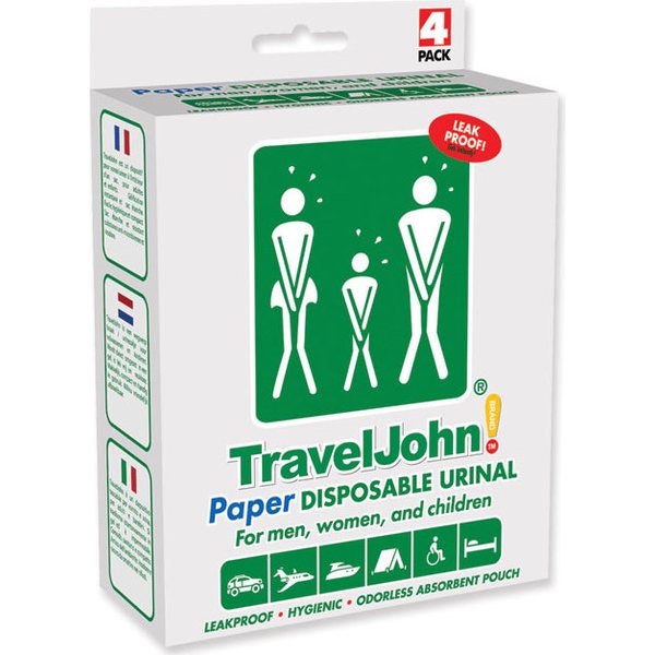 TravelJohn Kertakäyttöinen paperinen virtsapussi (4 kpl)
