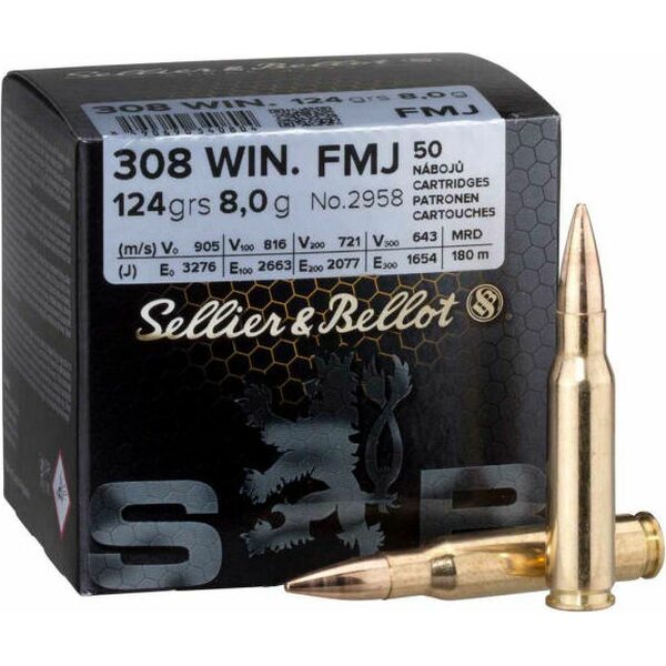 Sellier & Bellot .308 Win FMJ 8,0g training 50pcs