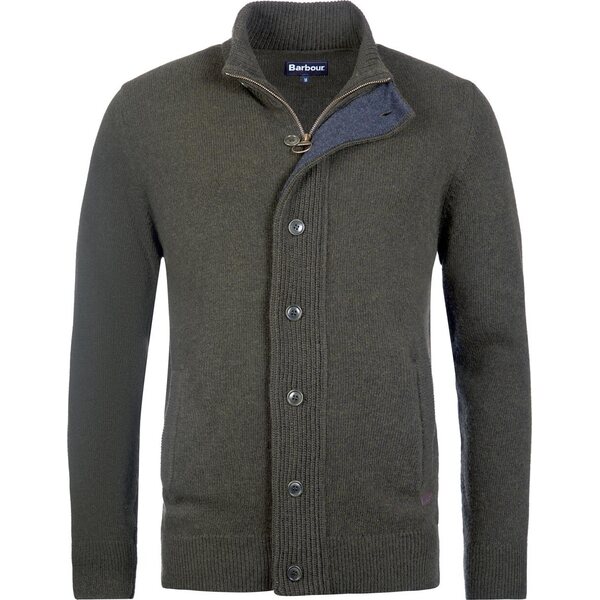 Barbour Essential Patch Zip Through Knitted Jumper Mens