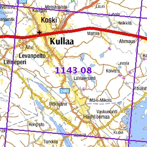 Kullaa 97/99, taitettu, 1143 08 Maastokartta 