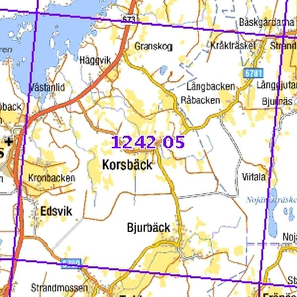 Korsbäck 94/95, taitettu, 1242 05 Maastokartta