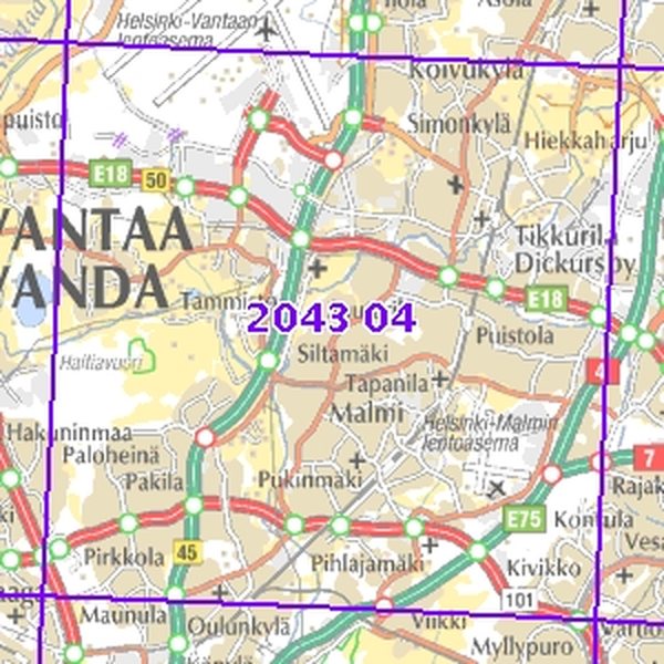 Vantaa 00/01, taitettu, 2043 04 Maastokartta