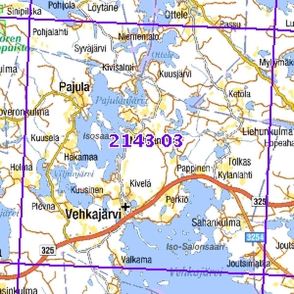 Vehkajärvi 93/96, taitettu, 2143 03 Maastokartta