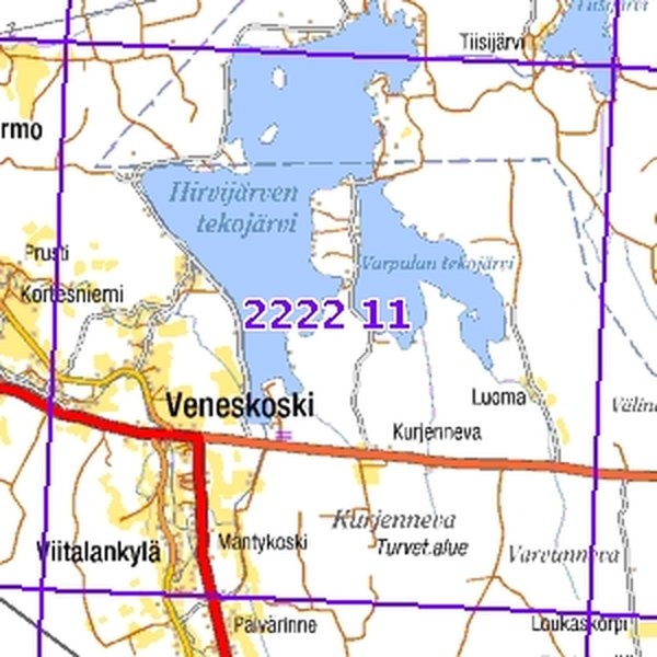 Kurjenneva 98/99, taitettu, 2222 11 Maastokartta
