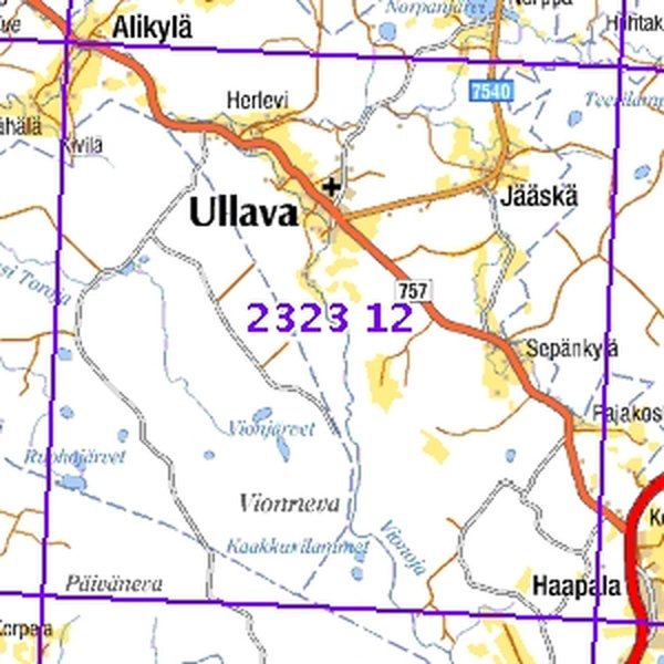 Ullava 00/00, taitettu, 2323 12 Maastokartta 