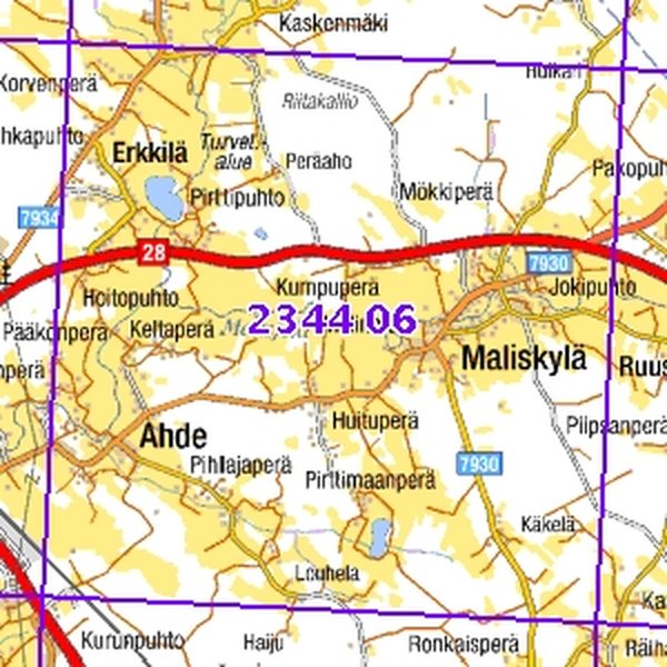 Maliskylä 96/98, taitettu, 2344 06 Maastokartta