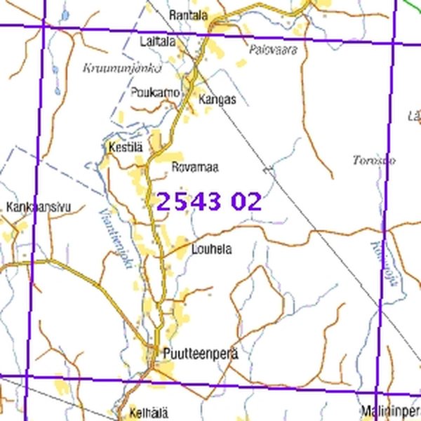 Viantienjoki 01/02, taitettu, 2543 02 Maastokartta