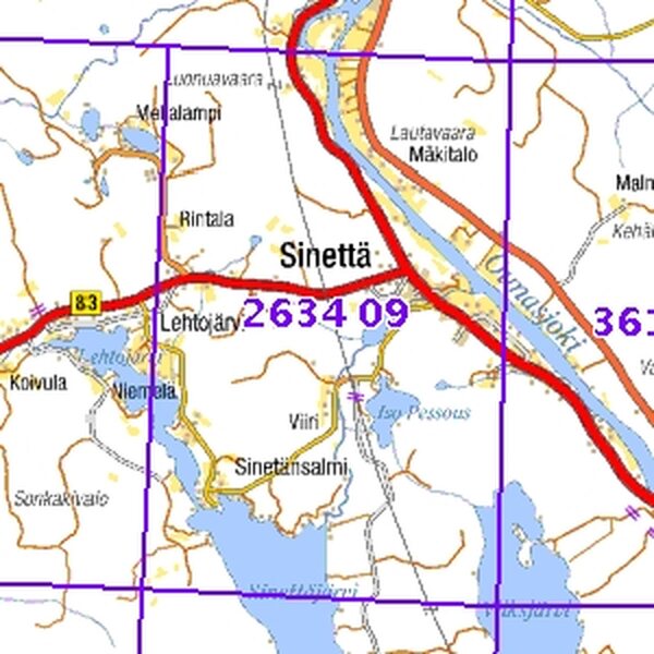 Sinettä 96/97, SK, taitettu, 2634 09 Maastokartta 