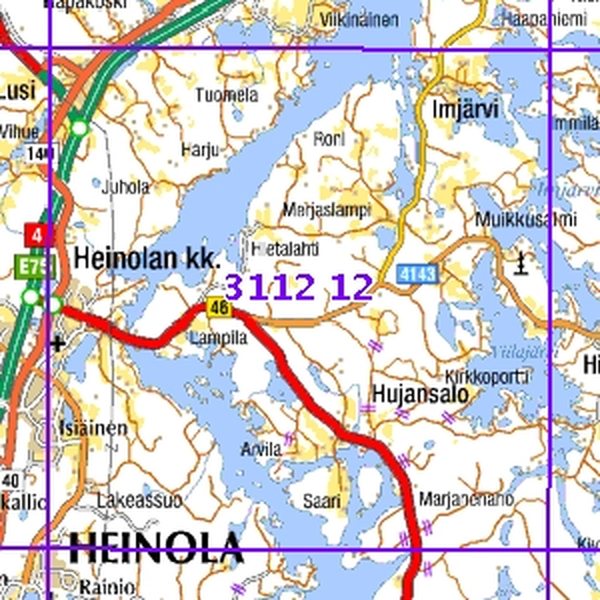 Heinolan mlk 98/99, taitettu, 3112 12 Maastokartta