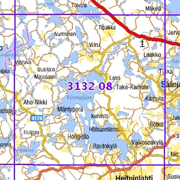 Virmajärvi 94/98, SK, taitettu, 3132 08 Maastokartta