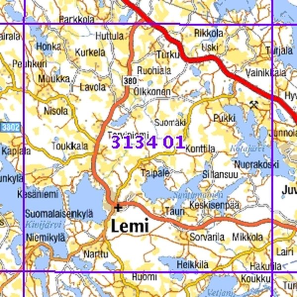 Lemi 95/97, SK, taitettu, 3134 01 Maastokartta