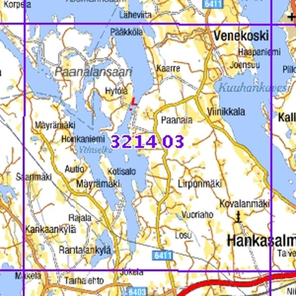 Kuuhankavesi 01/02, SK, tait., 3214 03 Maastokartta