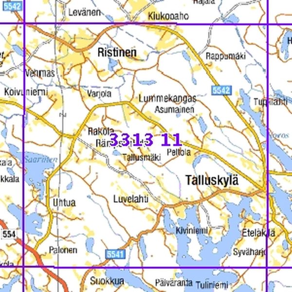 Talluskylä 99/00, SK, taitettu, 3313 11 Maastokartta