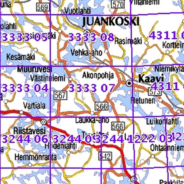 Kaavi 97/98, SK, taitettu, 3333 07+10 Maastokartta