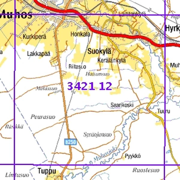 Hyrkäs 98/99, taitettu, 3421 12 Maastokartta