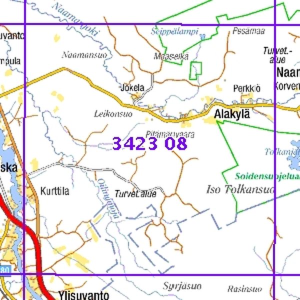 Naamanjoki 94/96, taitettu, 3423 08 Maastokartta