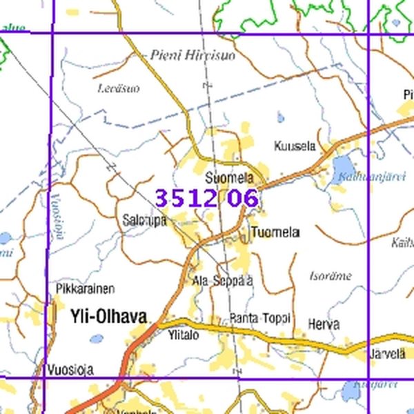 Yli-Olhava 03/04, taitettu, 3512 06 Maastokartta
