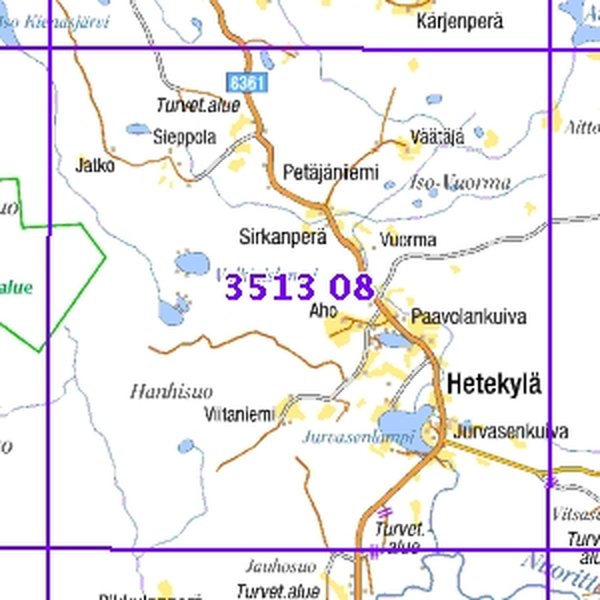 Hetekylä 92/94, taitettu, 3513 08 Maastokartta