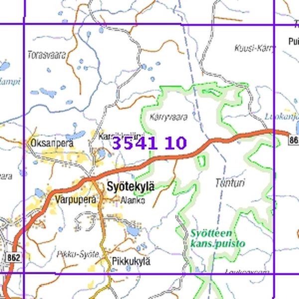 Syötekylä 01/02, taitettu, 3541 10 Maastokartta