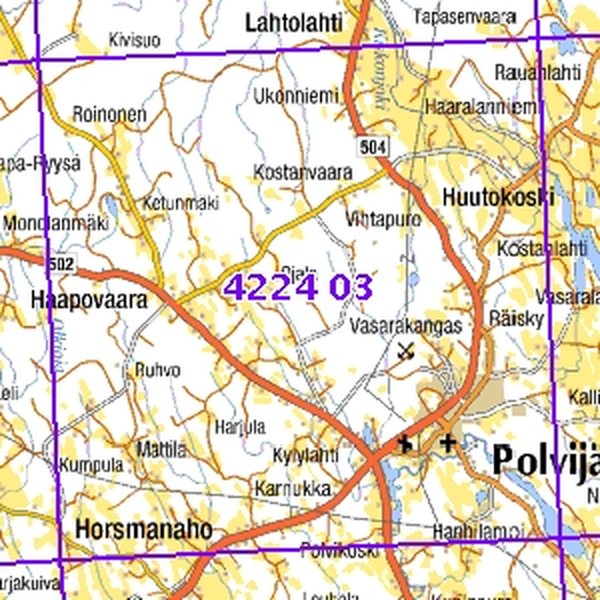 Polvijärvi 02/03, taitettu, 4224 03 Maastokartta