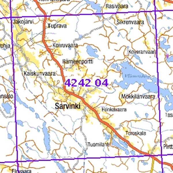 Sarvinki 93/95, SK, taitettu, 4242 04 Maastokartta