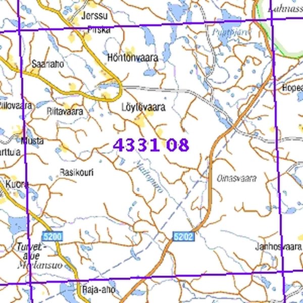 Höntönvaara 02/03, taitettu SK, 4331 08 Maastokartta