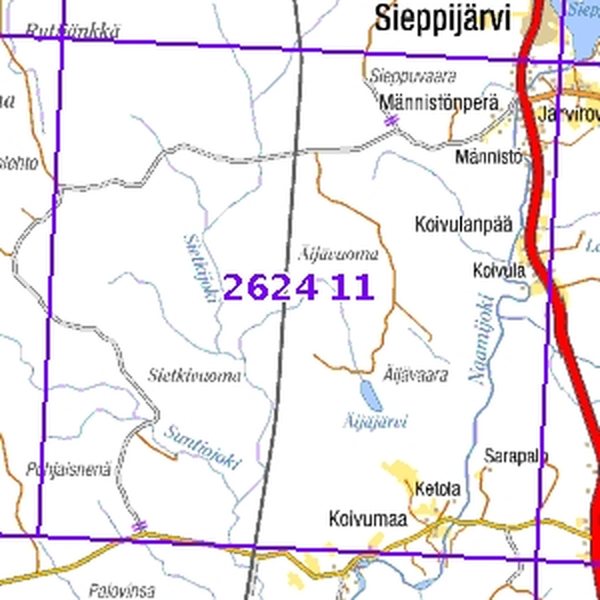 Äijävaara 74/89PP, taitettu, 2624 11 Peruskartta