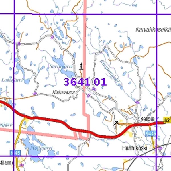 Sarriojärvi 87/90, taitettu, 3641 01 Peruskartta