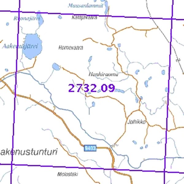 aakenustunturi kartta Aakenustunturi 64/68, taitettu, 2732 09 Topogr kartta | Varuste 