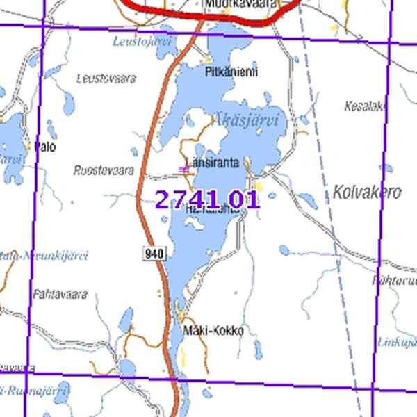 Äkäsjärvi 63/68, taitettu, 2741 01 Topogr kartta