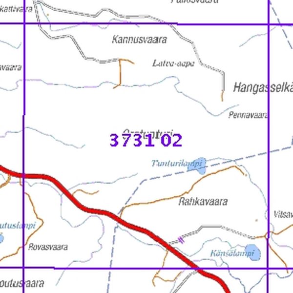 Oratunturi 64-66/70, taitettu, 3731 02 Topogr kartta