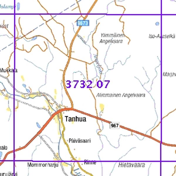 Tanhua 70/74, taitettu, 3732 07 Topogr kartta