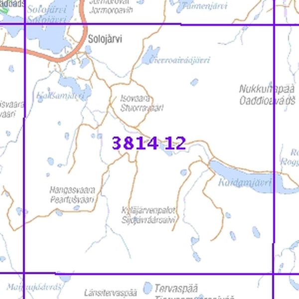 Solojärvi 63/68, taitettu, 3814 12 Topogr kartta