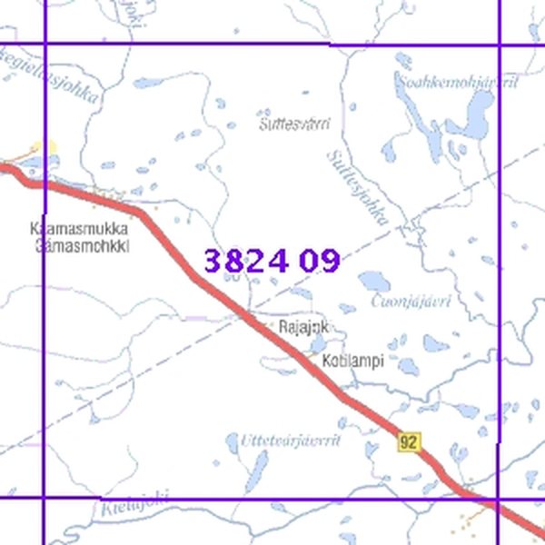 Kaamasmukka 68/73, taitettu, 3824 09 Topogr kartta