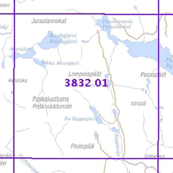 Paalupää 62/68, taitettu, 3832 01 Topogr kartta