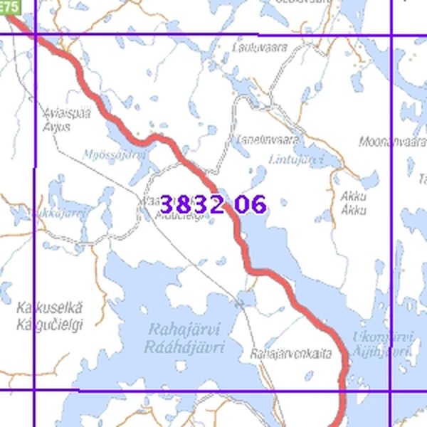 Rahajärvi 62/68, taitettu, 3832 06 Topogr kartta