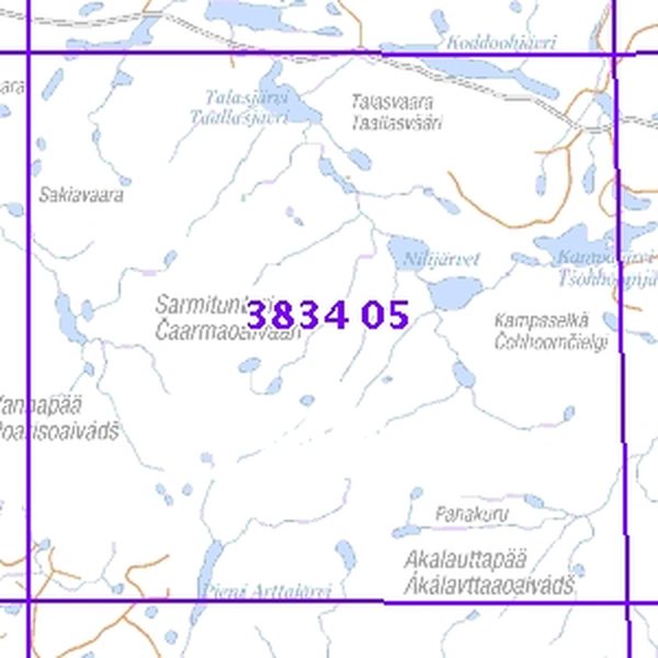 Sarmitunturi 62/66, taitettu, 3834 05 Topogr kartta