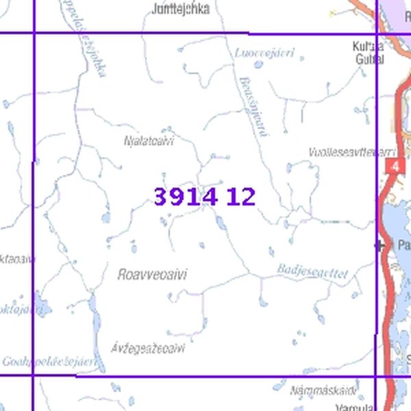 Roavveoaivi 72/77, taitettu, 3914 12 Topogr kartta