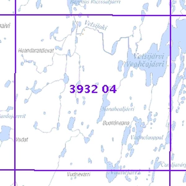 Vetsijärvi 73/76, taitettu, 3932 04 Topogr kartta